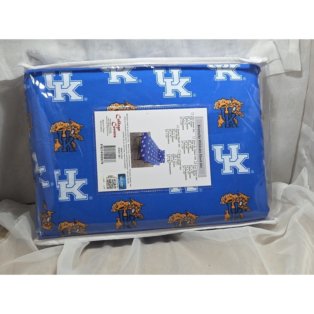 Kentucky Wildcats College Covers Full Bed Set Sheets With Matching Pillow Cases
